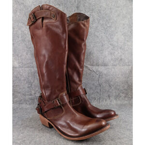 Liberty Black Boots Women 9 Western Riding Leather Distressed Buckle Harness Zip